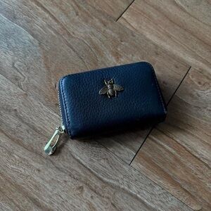 Black Wallet with Gold Bee Accent